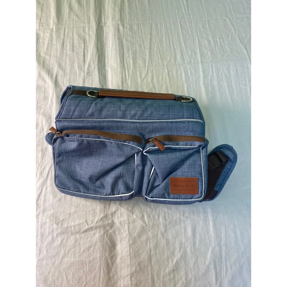 Snickany & Co. Denim Inspired Dog Backpack Harness Large Blue